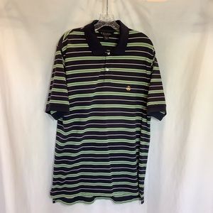 Brooks Brothers Navy & Green Striped Polo Shirt Sz L